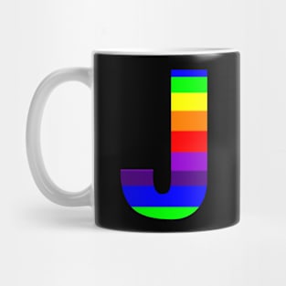 The Letter J in Rainbow Stripes Mug